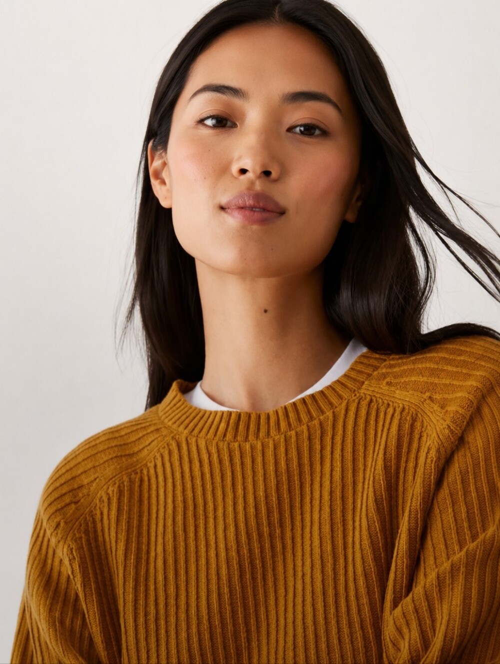 Frank And Oak | Mustard Ribbed Knit Crewneck Sweater, Size M